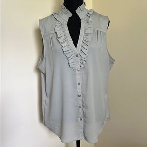 Women's Ruffled Gray Sleeveless Top